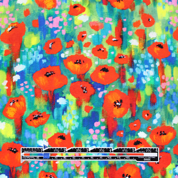 Dutch digital 'poppy fields' viscose knit, Oeko-Tex cert. 1 yard
