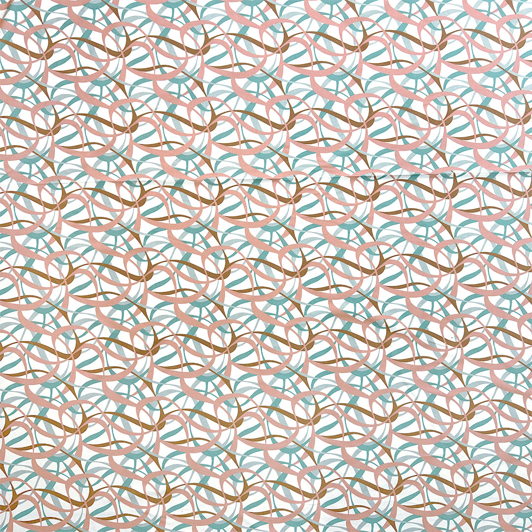 Dutch digital 'streamers' cotton knit Oeko-Tex cert. - pink/teal 1.625 yds