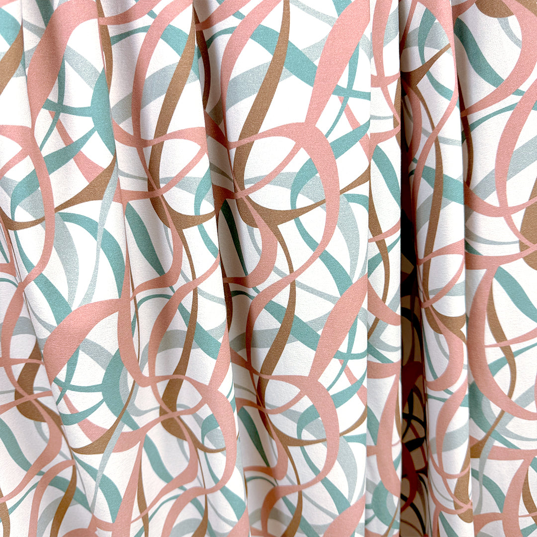 Dutch digital 'streamers' cotton knit Oeko-Tex cert. - pink/teal 1.5 yd