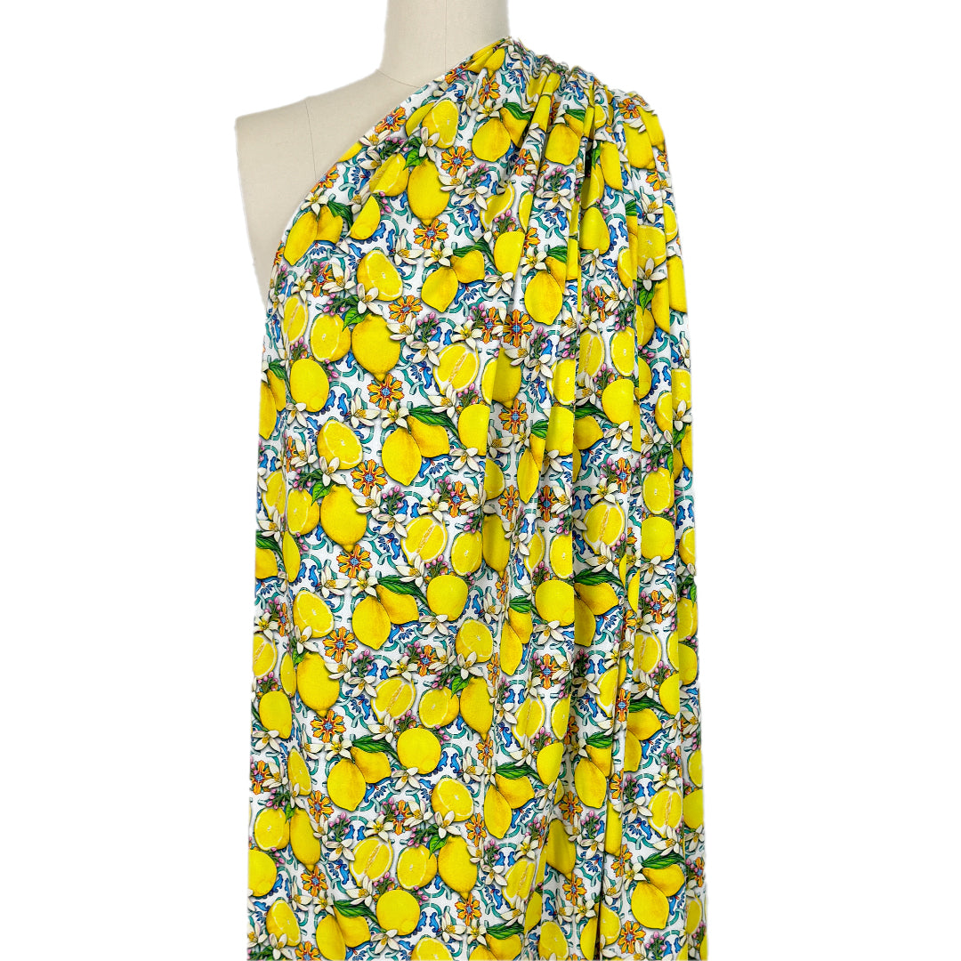Dutch digital 'lemons from Mallorca' cotton knit, Oeko-Tex cert. 1 yard