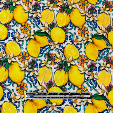 Dutch digital 'lemons from Mallorca' cotton knit, Oeko-Tex cert. 1 yard