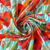 Dutch digital 'summer poppies' viscose knit, Oeko-Tex cert. .75 yds