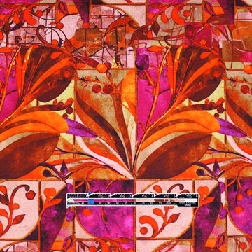 Dutch digital 'gated garden' cotton knit, Oeko-Tex cert. - spice tones 1.875 yd