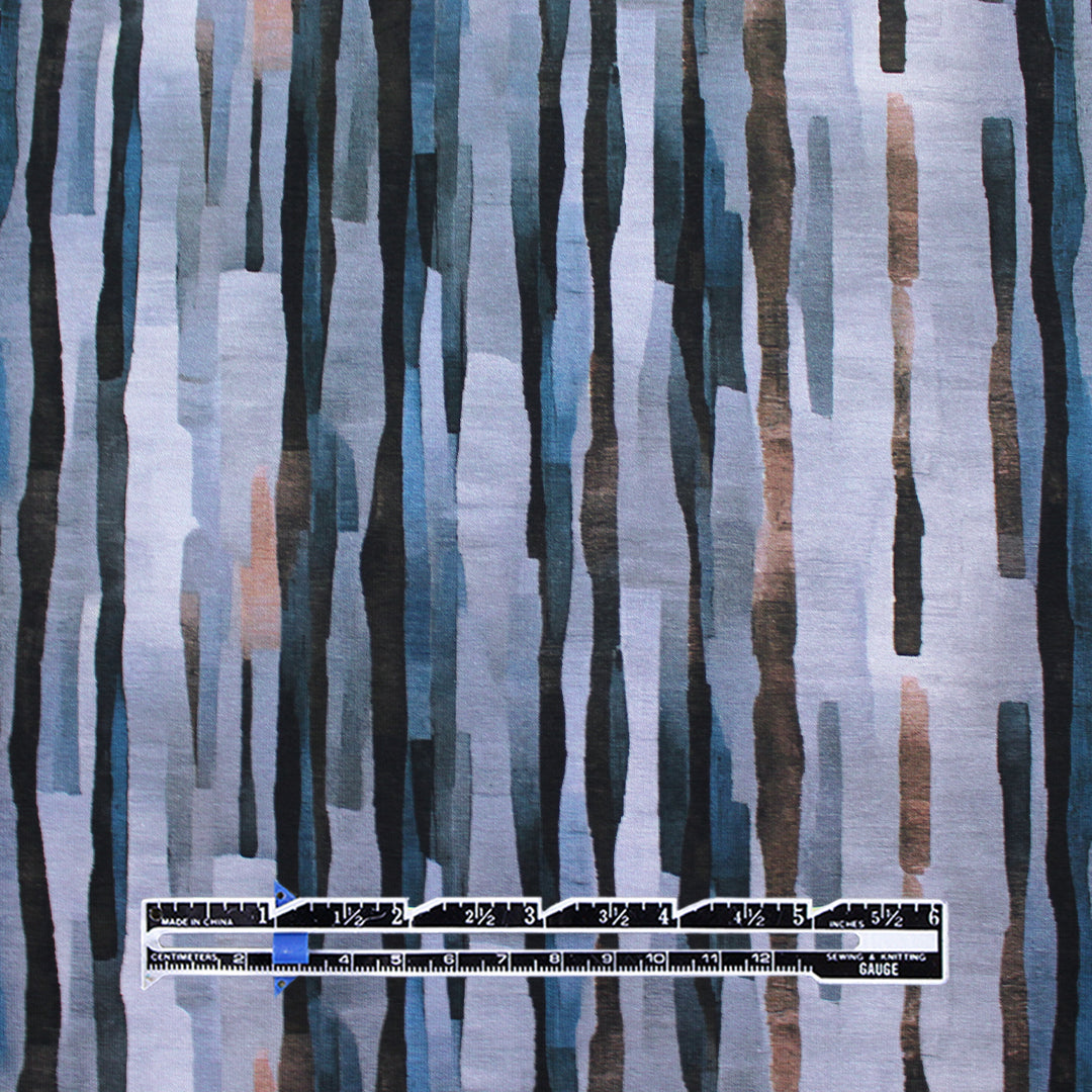 Dutch digital 'strata' cotton knit, Oeko-Tex cert. - blue tones 1.125 yds