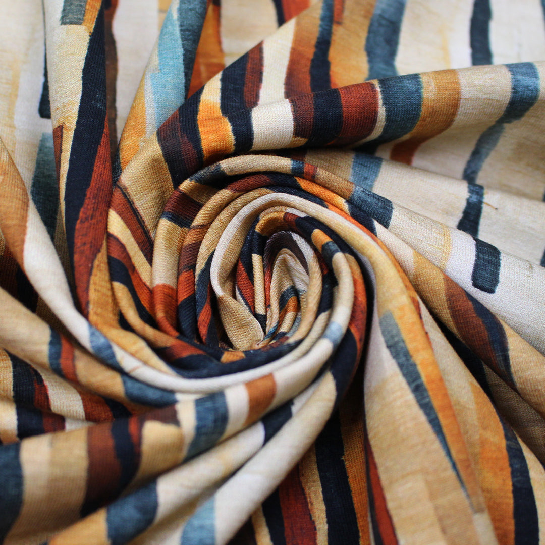 Dutch digital 'strata' cotton knit, Oeko-Tex cert. - spice tones .5 yds