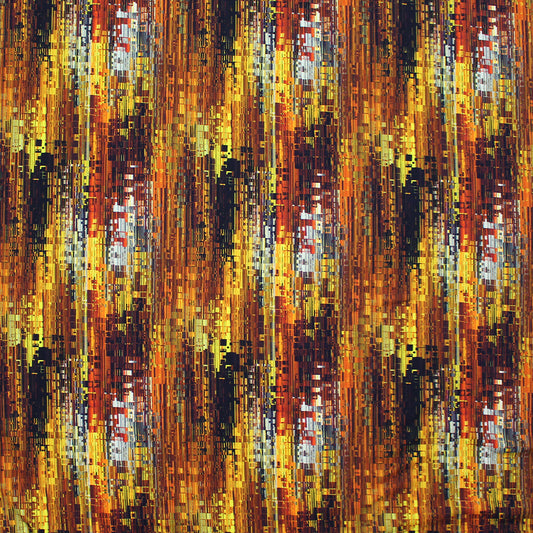 Dutch digital 'pixel sunset' cotton knit, Oeko-Tex cert.