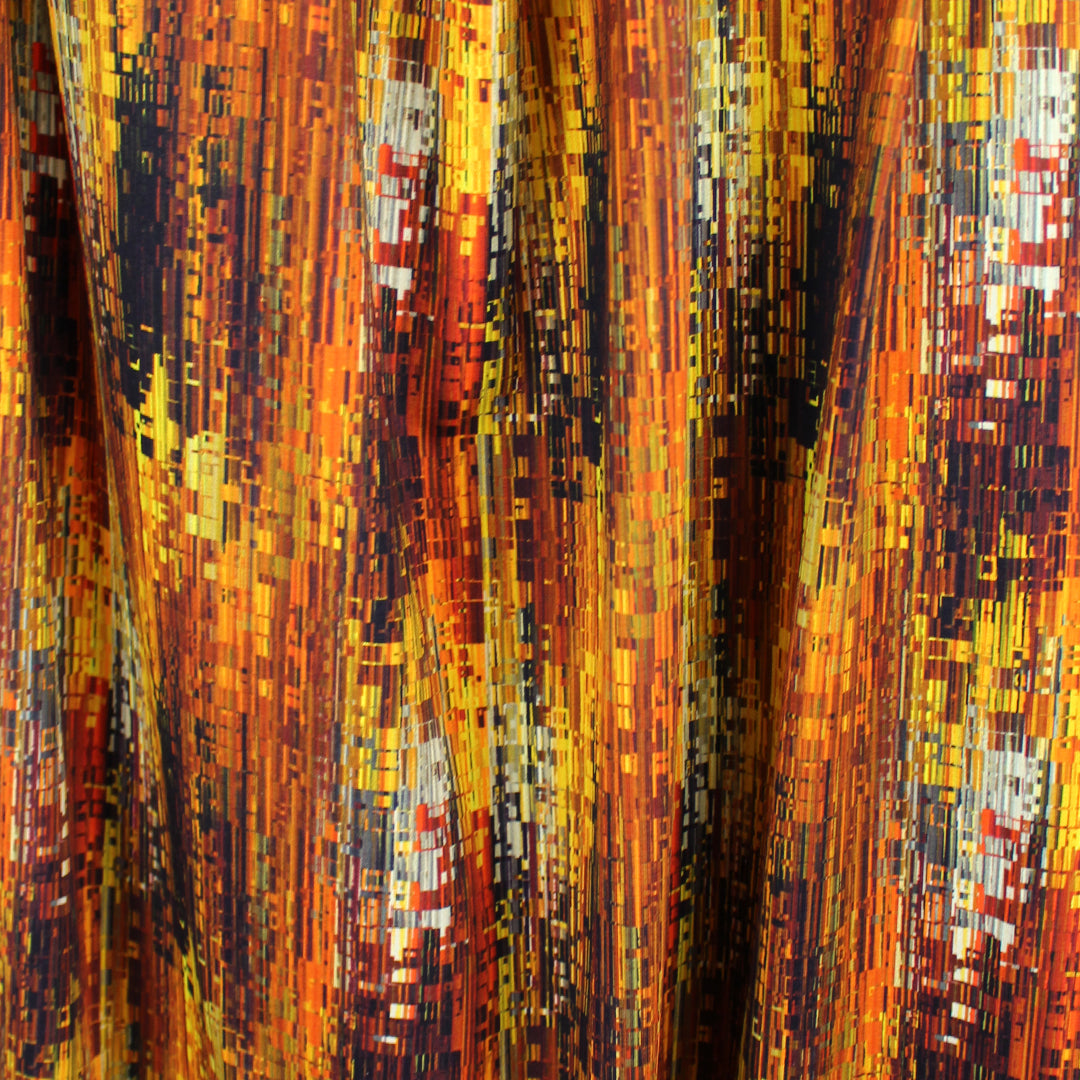 Dutch digital 'pixel sunset' cotton knit, Oeko-Tex cert. 2.125 yd
