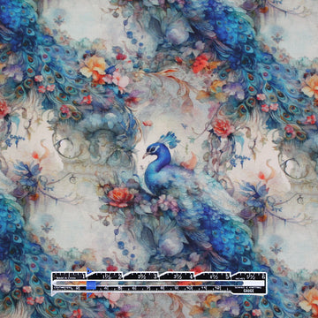 Dutch digital 'peacock oasis' cotton knit, Oeko-Tex cert. 2.125 yd
