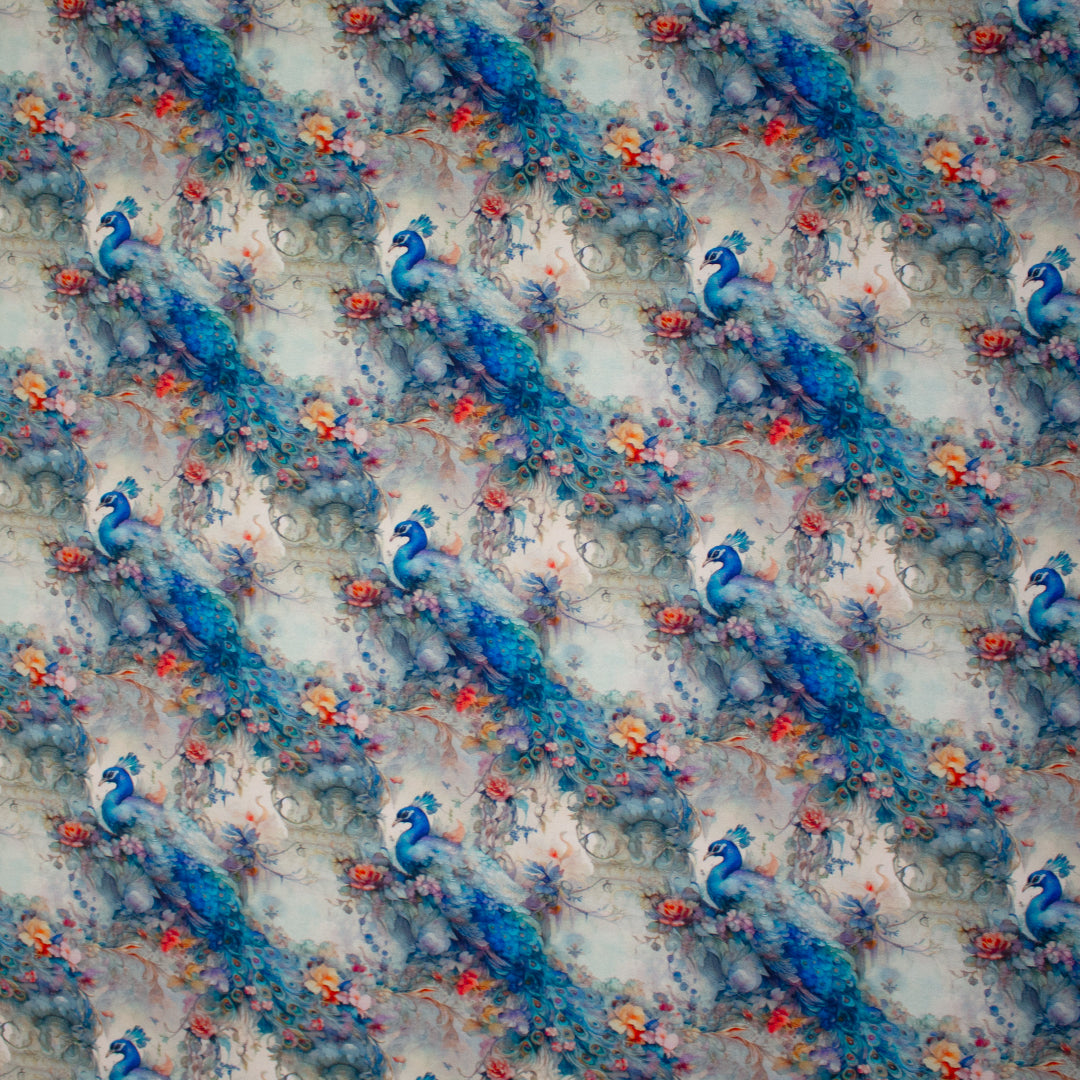 Dutch digital 'peacock oasis' cotton knit, Oeko-Tex cert. 2.125 yd