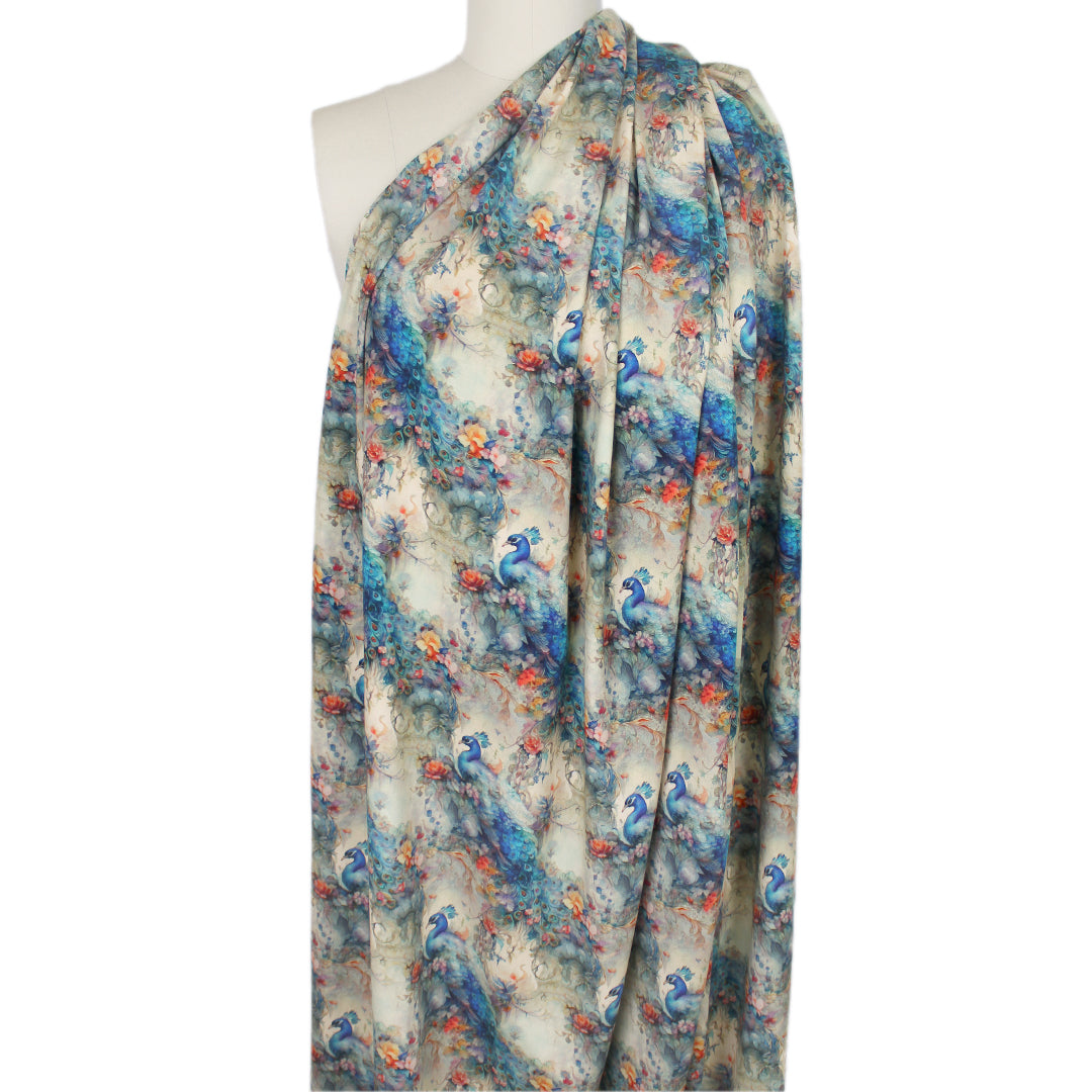 Dutch digital 'peacock oasis' cotton knit, Oeko-Tex cert. 2.125 yd