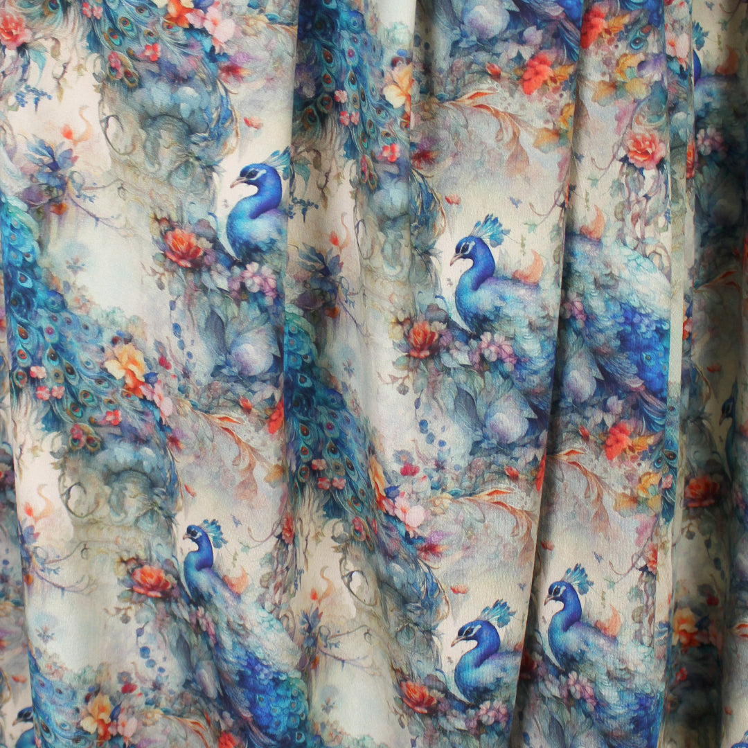 Dutch digital 'peacock oasis' cotton knit, Oeko-Tex cert. 2.125 yd