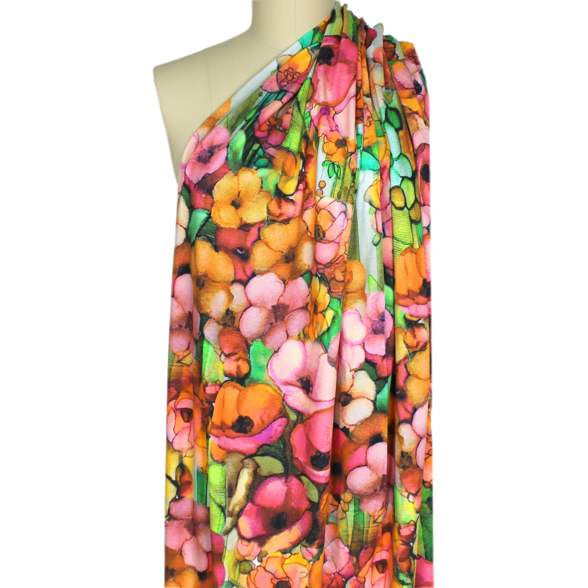 Dutch digital 'stained glass floral' cotton knit, Oeko-Tex