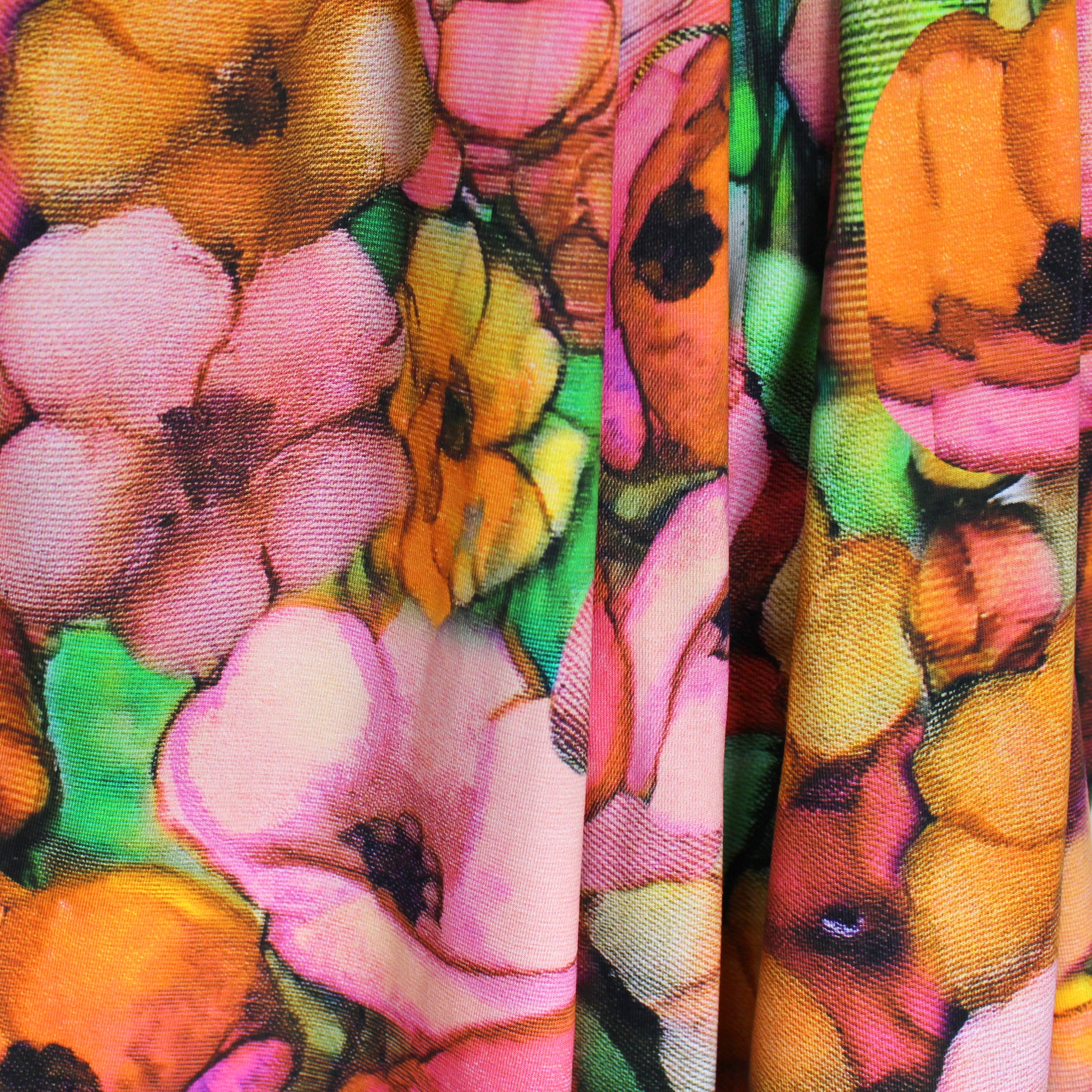 Dutch digital 'stained glass floral' cotton knit, Oeko-Tex