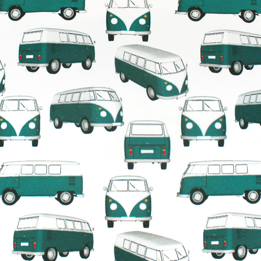 Dutch digital 'groovy bus' cotton knit, Oeko-Tex cert. - teal