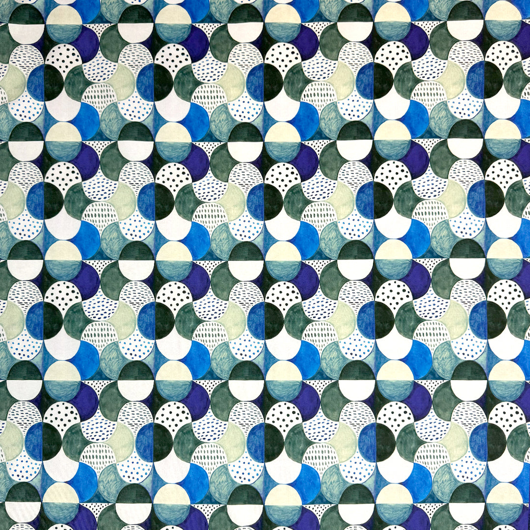 Dutch digital 'shape shift' cotton knit, Oeko-Tex cert. - blue/green .75 yds
