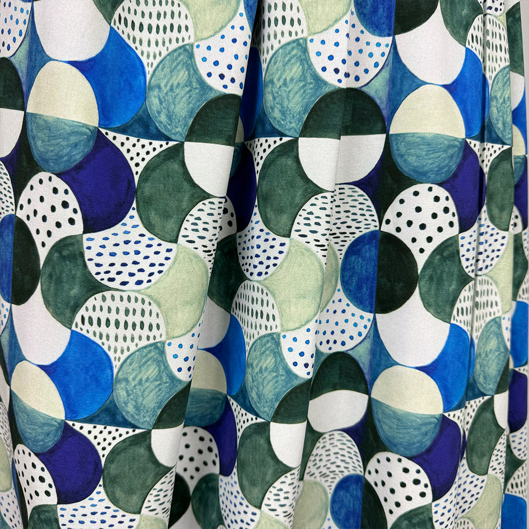 Dutch digital 'shape shift' cotton knit, Oeko-Tex cert. - blue/green .75 yds