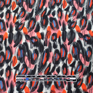 Dutch digital 'scribble study' cotton knit, Oeko-Tex cert. - azalea/poppy 1.25 yd