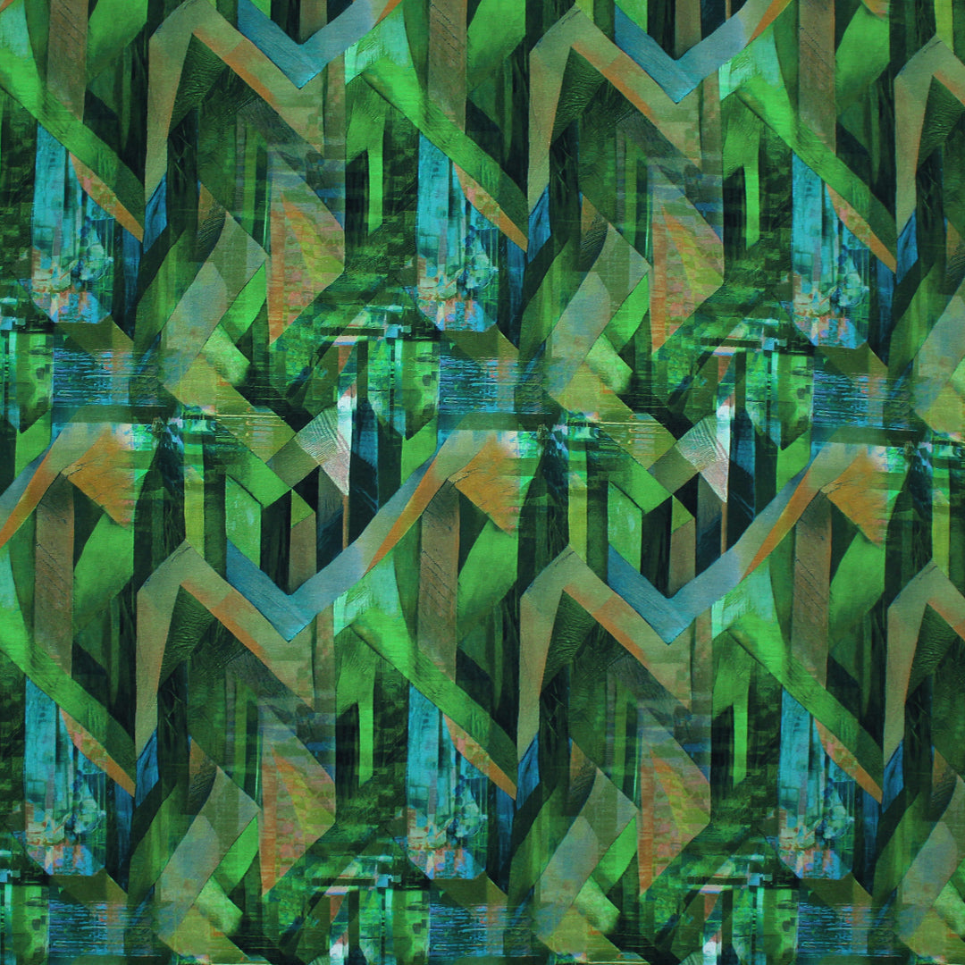 Dutch digital 'forest prism' cotton knit, Oeko-Tex cert. 1.4 yds