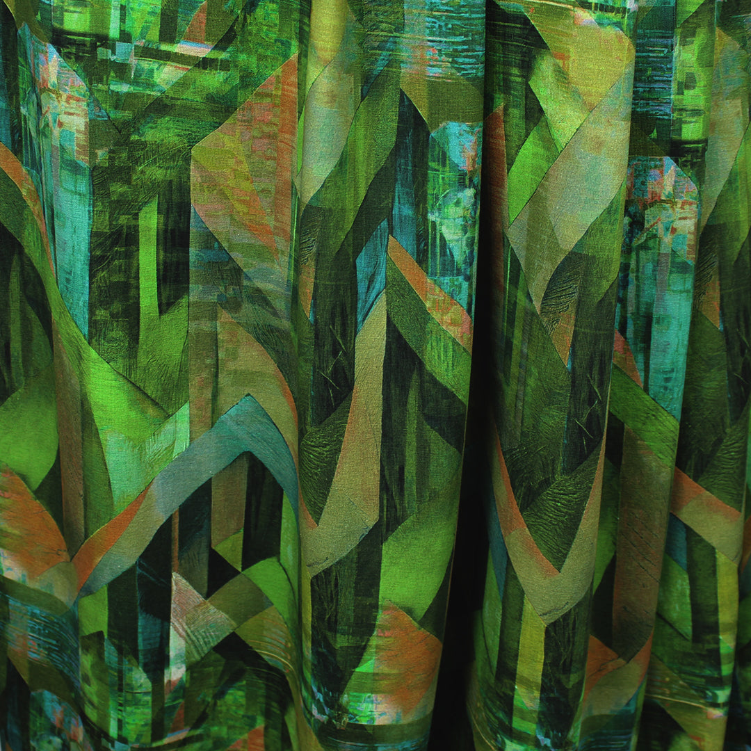 Dutch digital 'forest prism' cotton knit, Oeko-Tex cert. 1.4 yds