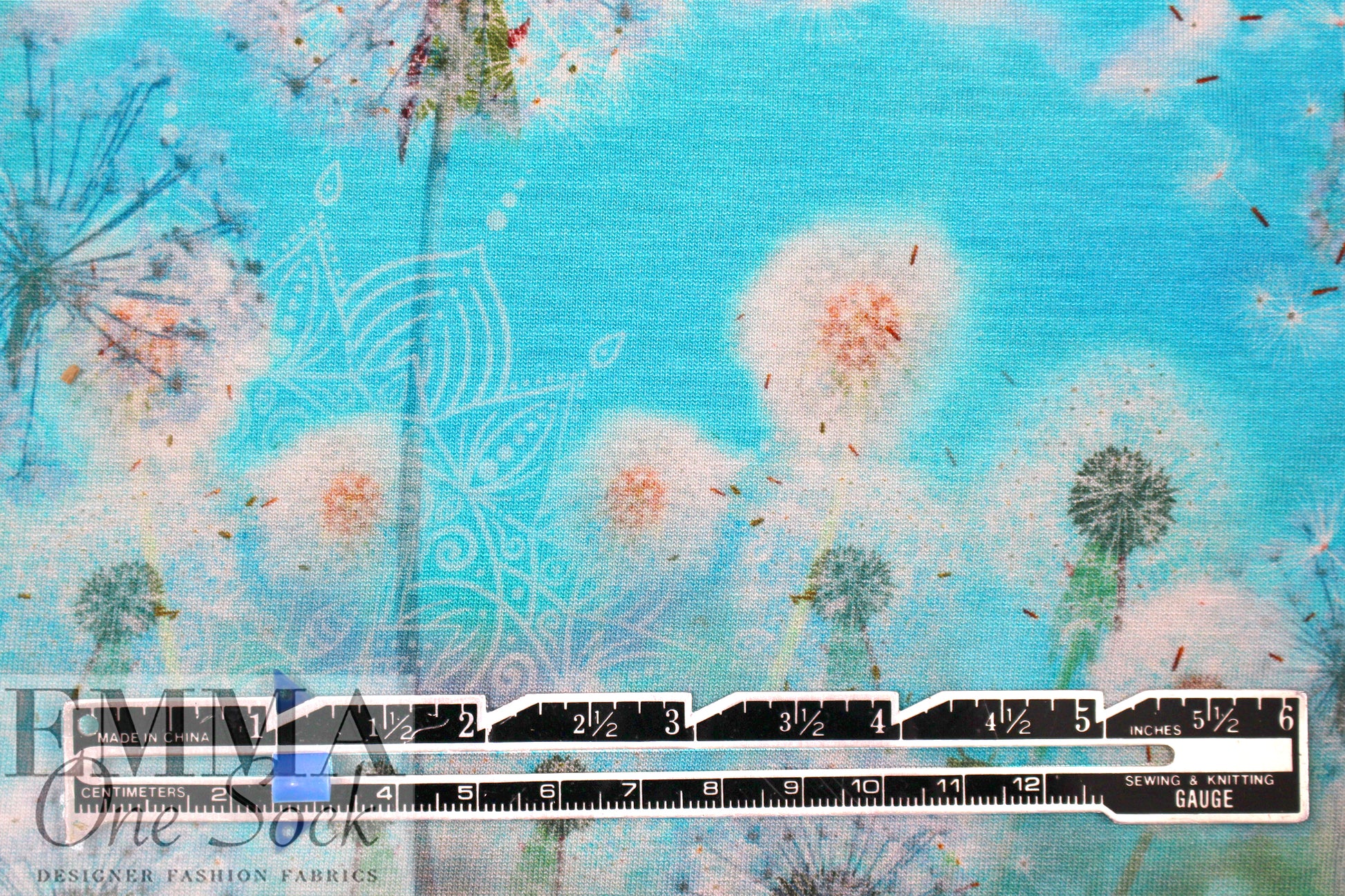 Dutch digital 'dandelion puffs' viscose knit Oeko-Tex cert. 1.875 yds