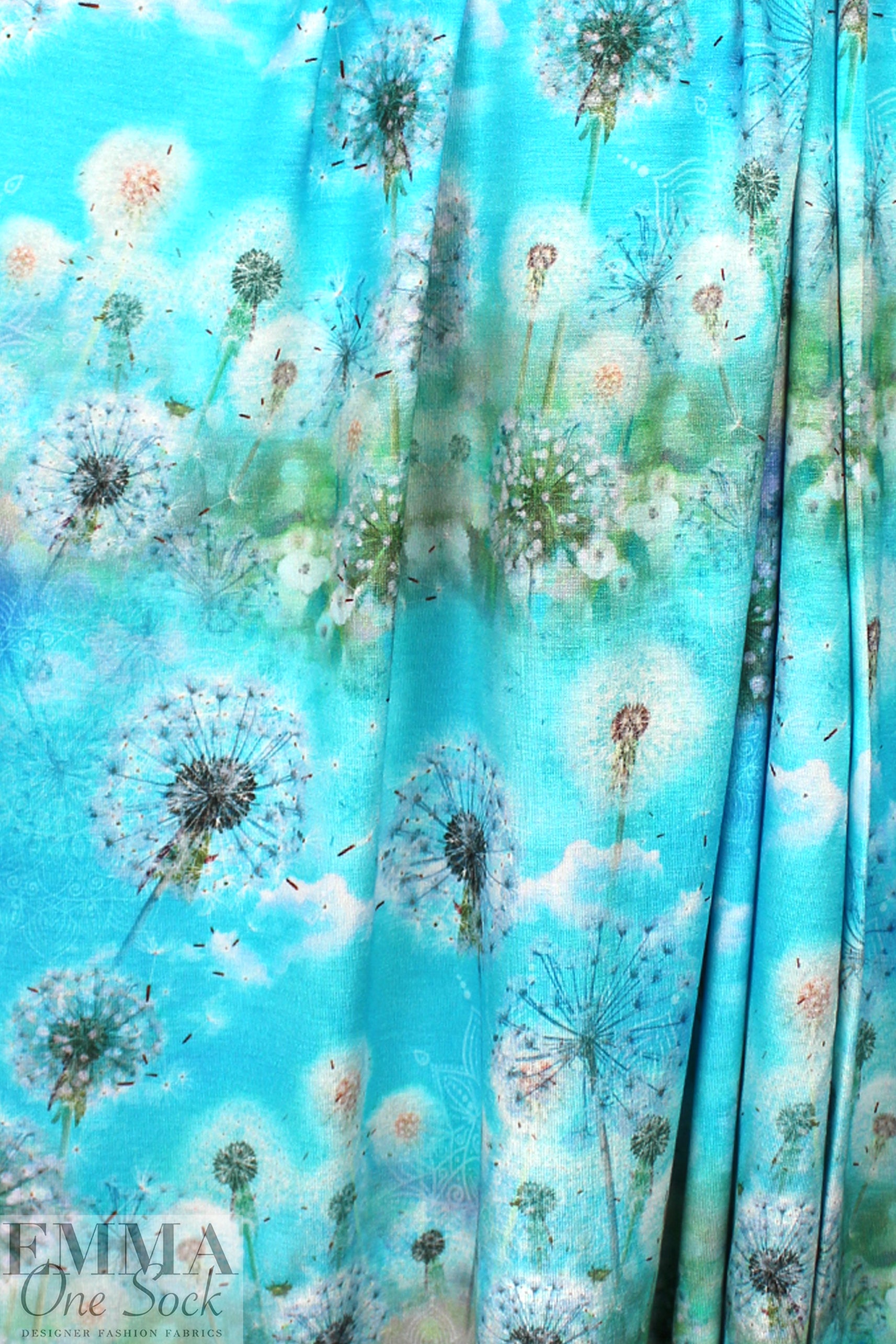 Dutch digital 'dandelion puffs' viscose knit Oeko-Tex cert. 1.875 yds