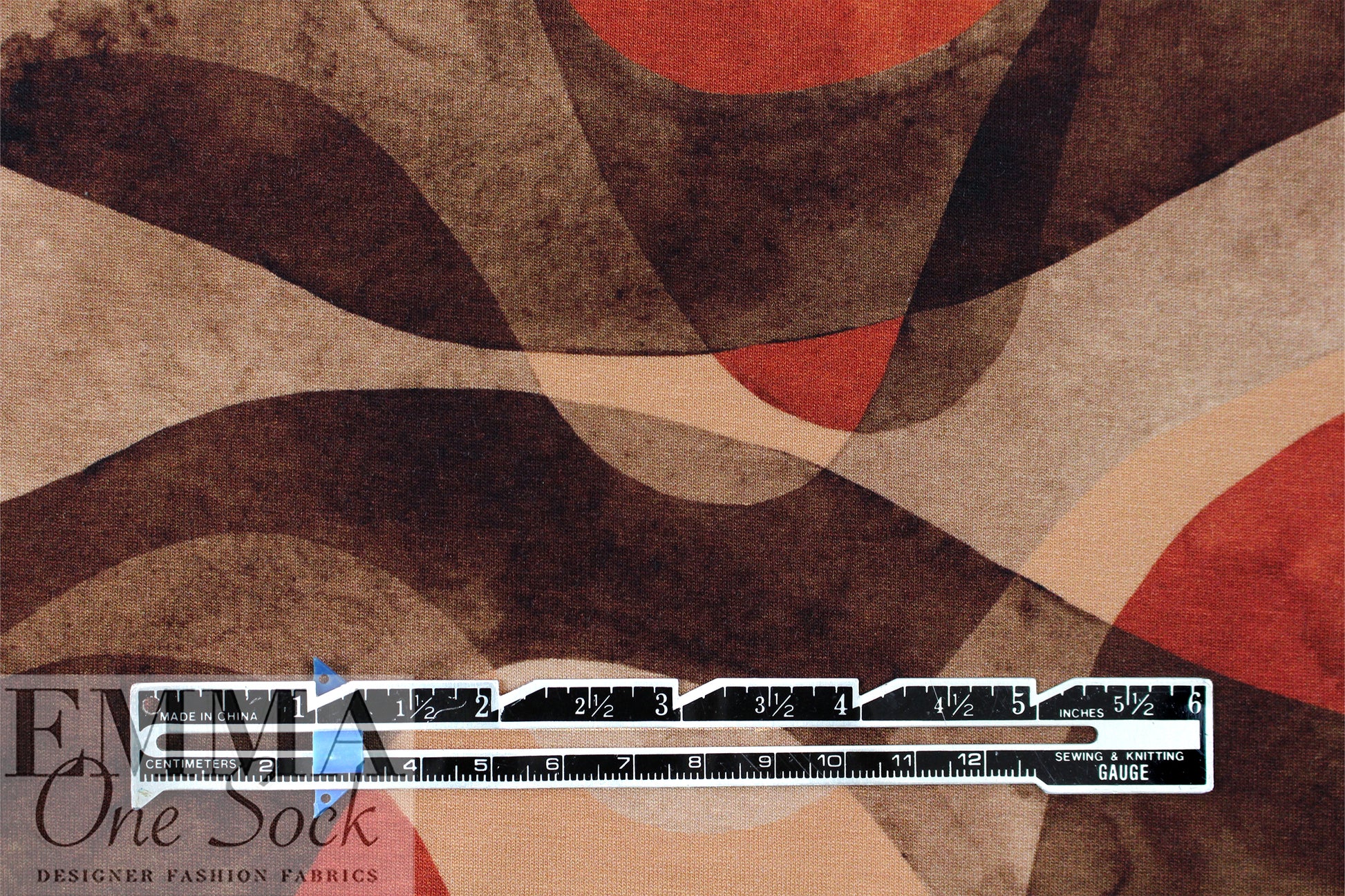 Dutch digital 'red earth waves' viscose knit Oeko-Tex cert. 1.5 yd