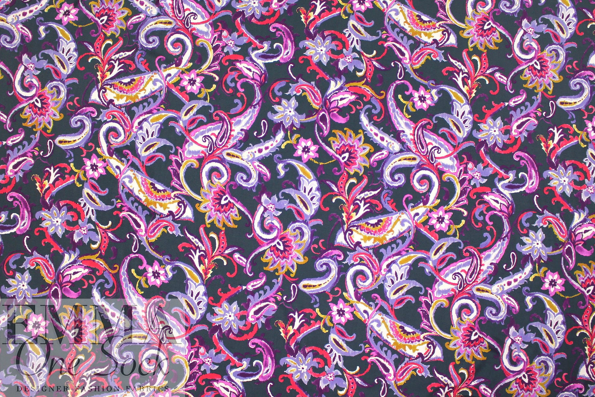 Italian 'Ikat paisley' ECOVERO viscose challis woven .5 yds