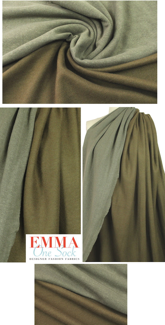 organic eco fleece-backed sweatshirt knit - olive
