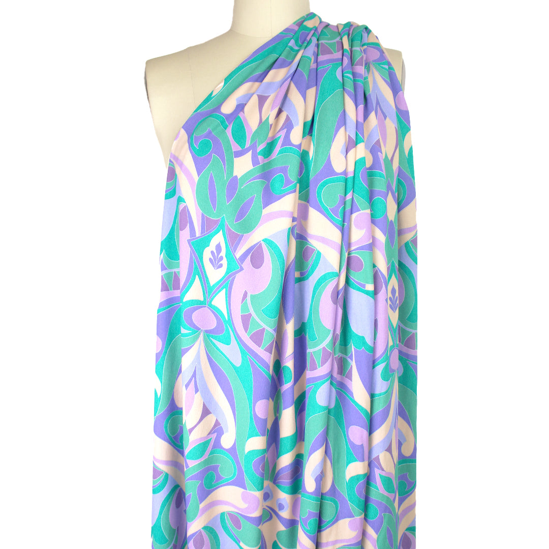 ECOVERO 'arboretum scroll' viscose crepe woven 2 yd