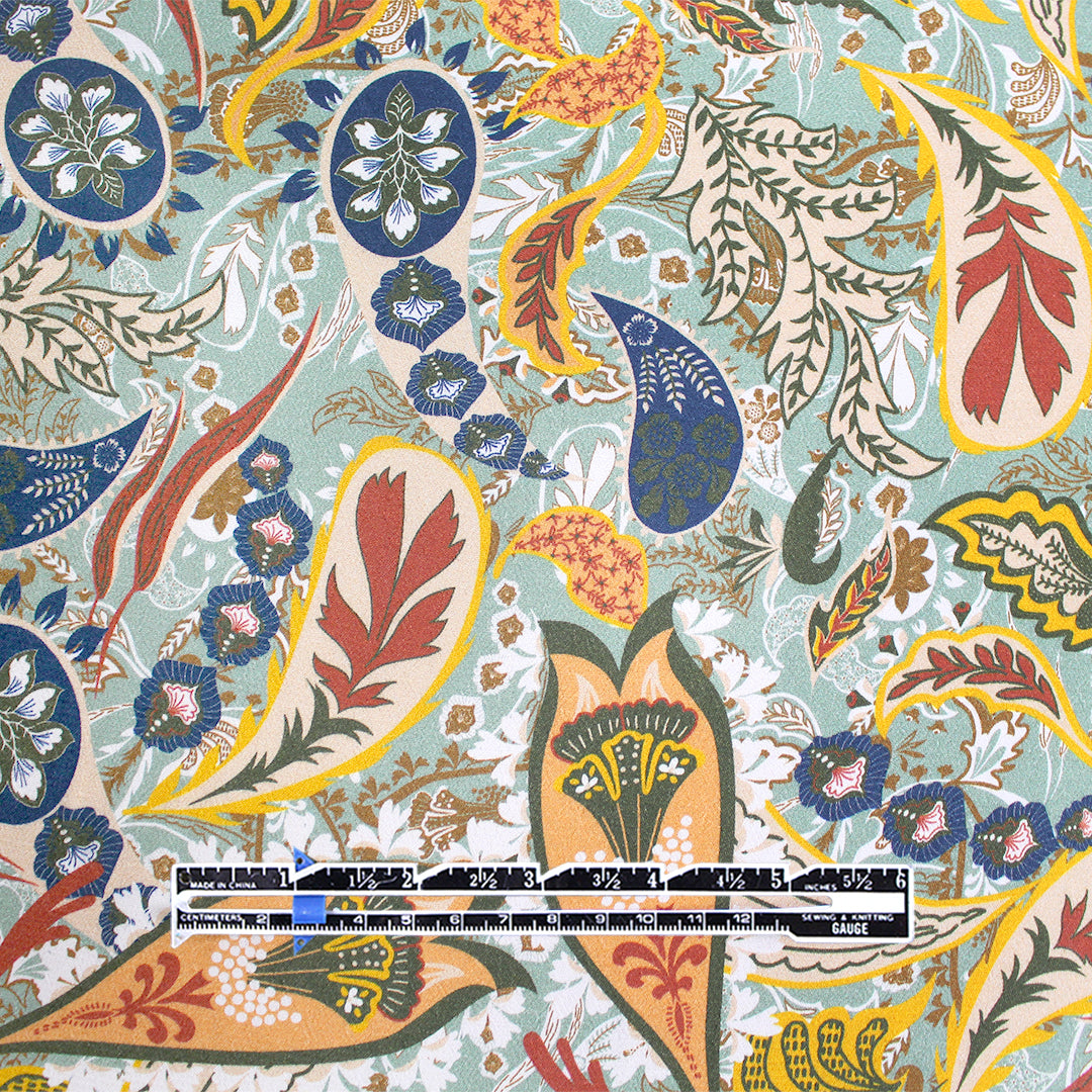 ECOVERO 'dancing paisley' viscose crepe woven .75 yds