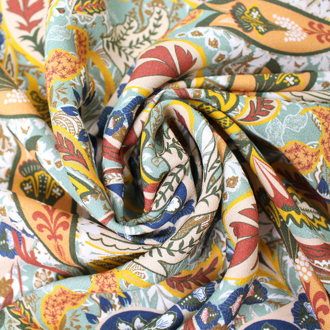 ECOVERO 'dancing paisley' viscose crepe woven .75 yds