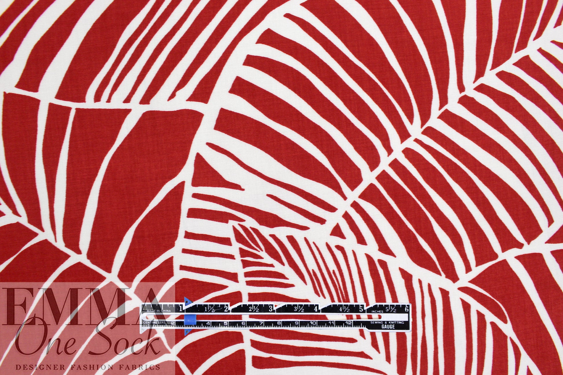 Italian 'scarlet palms' ECOVERO viscose challis woven 1.5 yd