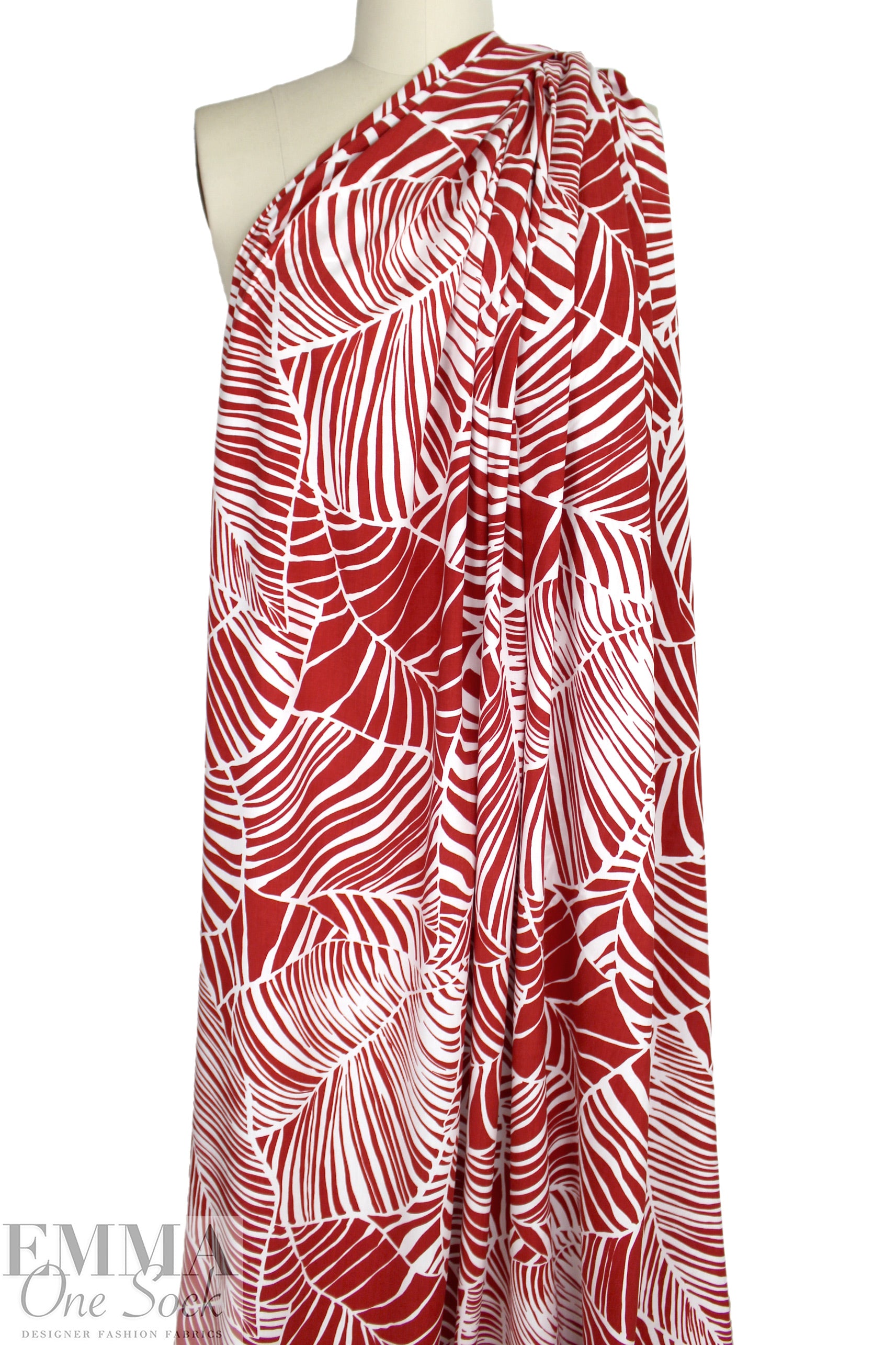 Italian 'scarlet palms' ECOVERO viscose challis woven 1.5 yd