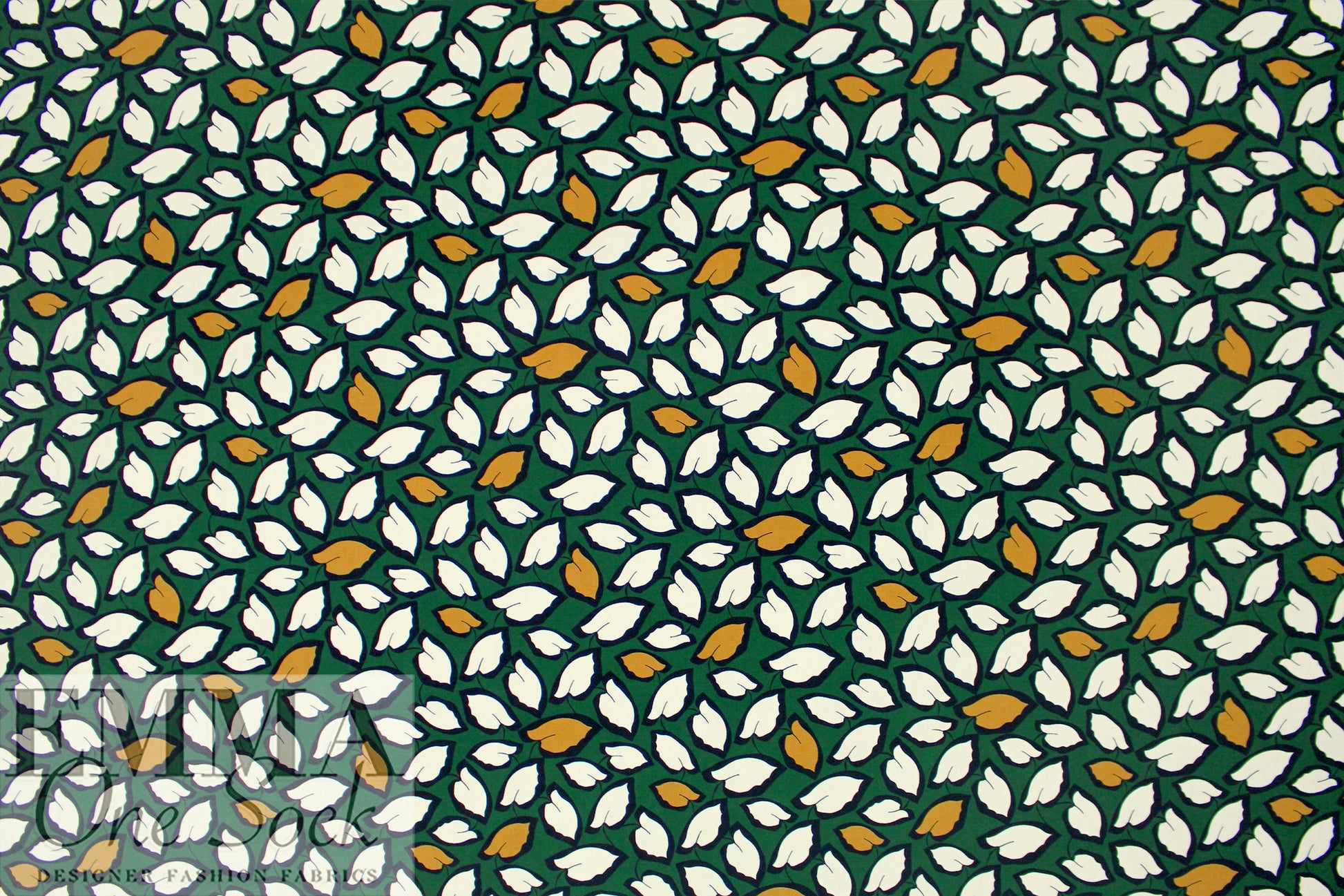 Italian 'forest leaves' ECOVERO drapey viscose woven 1.5 yd