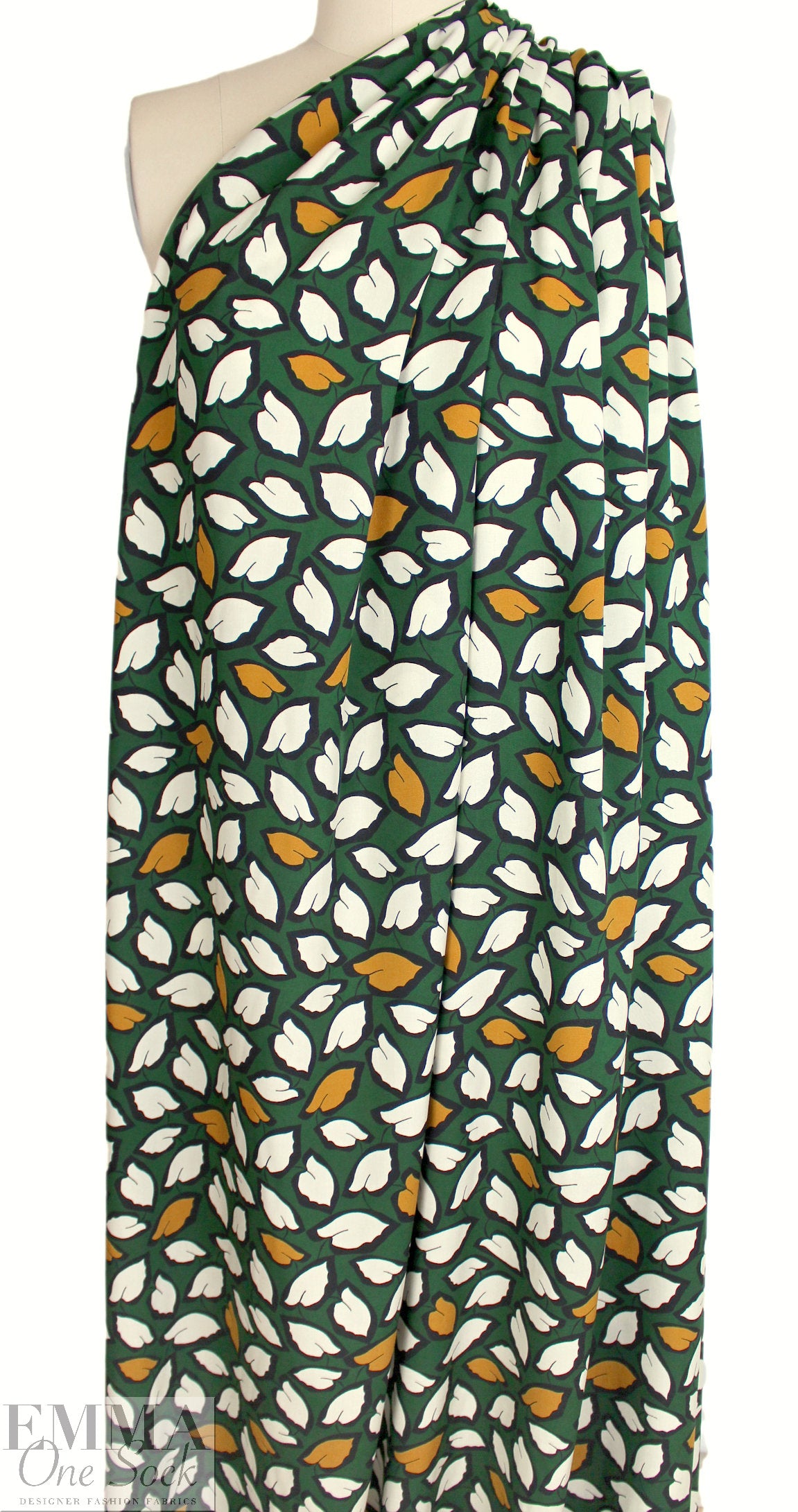 Italian 'forest leaves' ECOVERO drapey viscose woven 1.375 yd