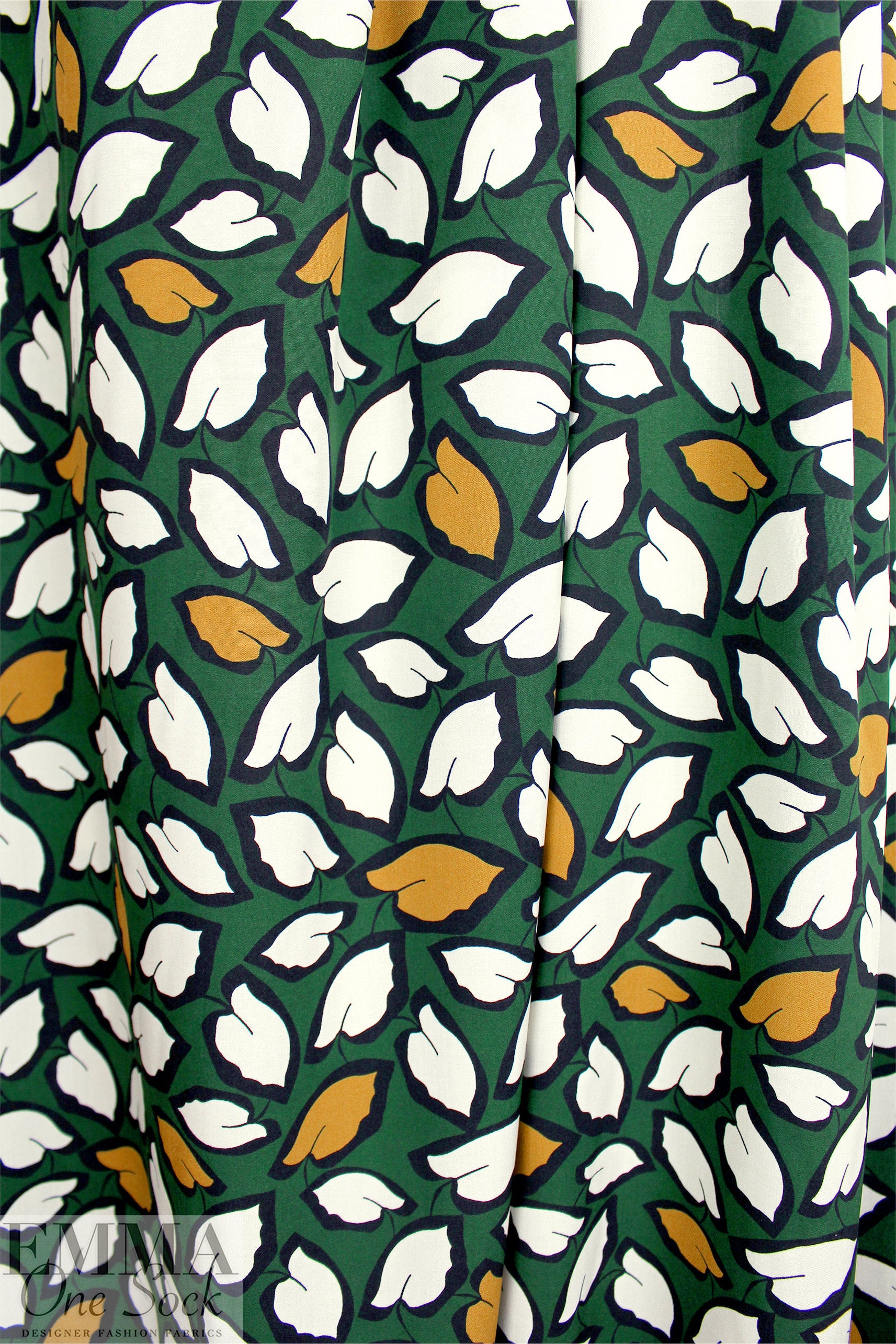Italian 'forest leaves' ECOVERO drapey viscose woven 1.5 yd