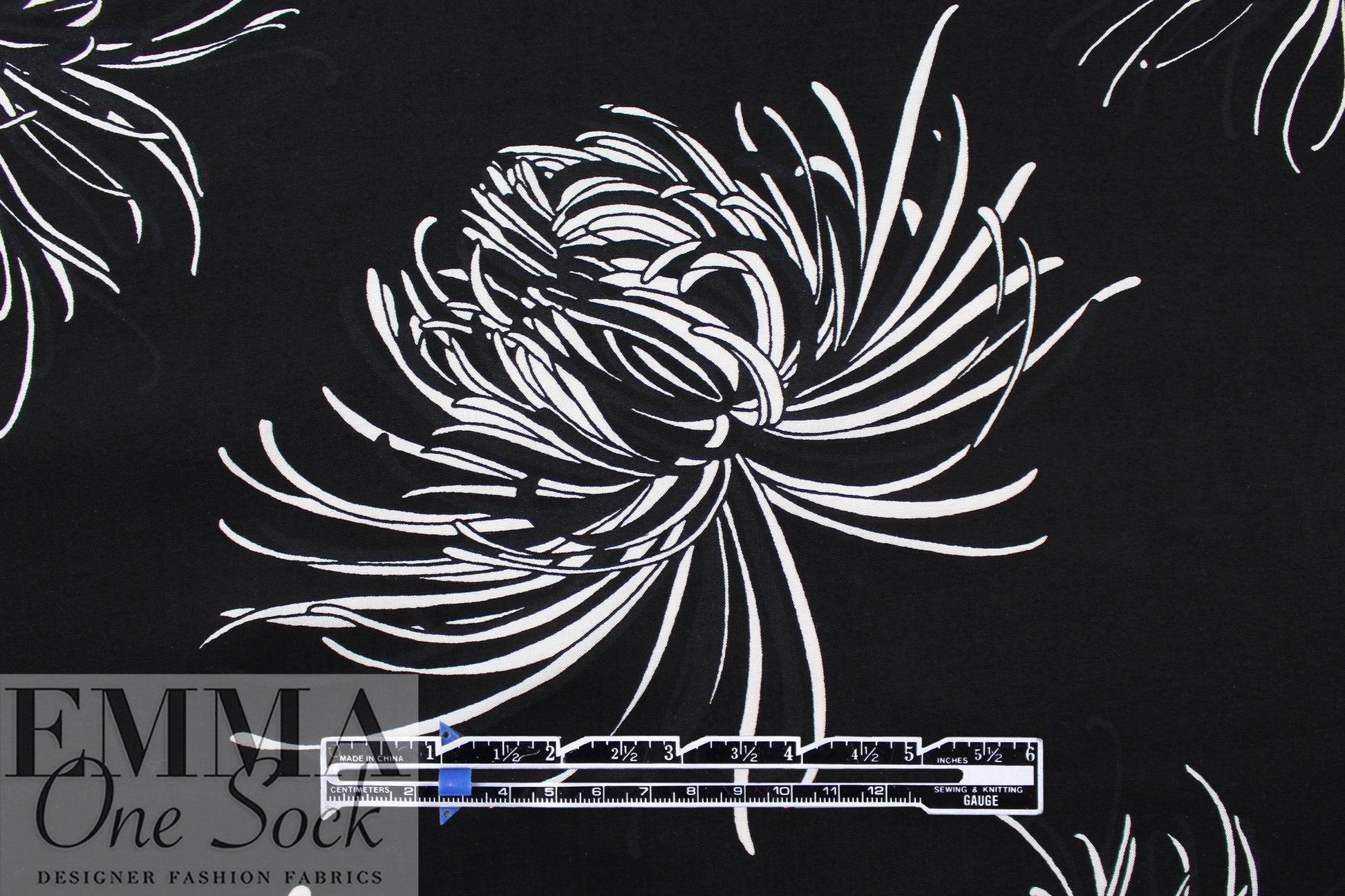 The Ko0ples black/white floral ECOVERO viscose challis .625 yds