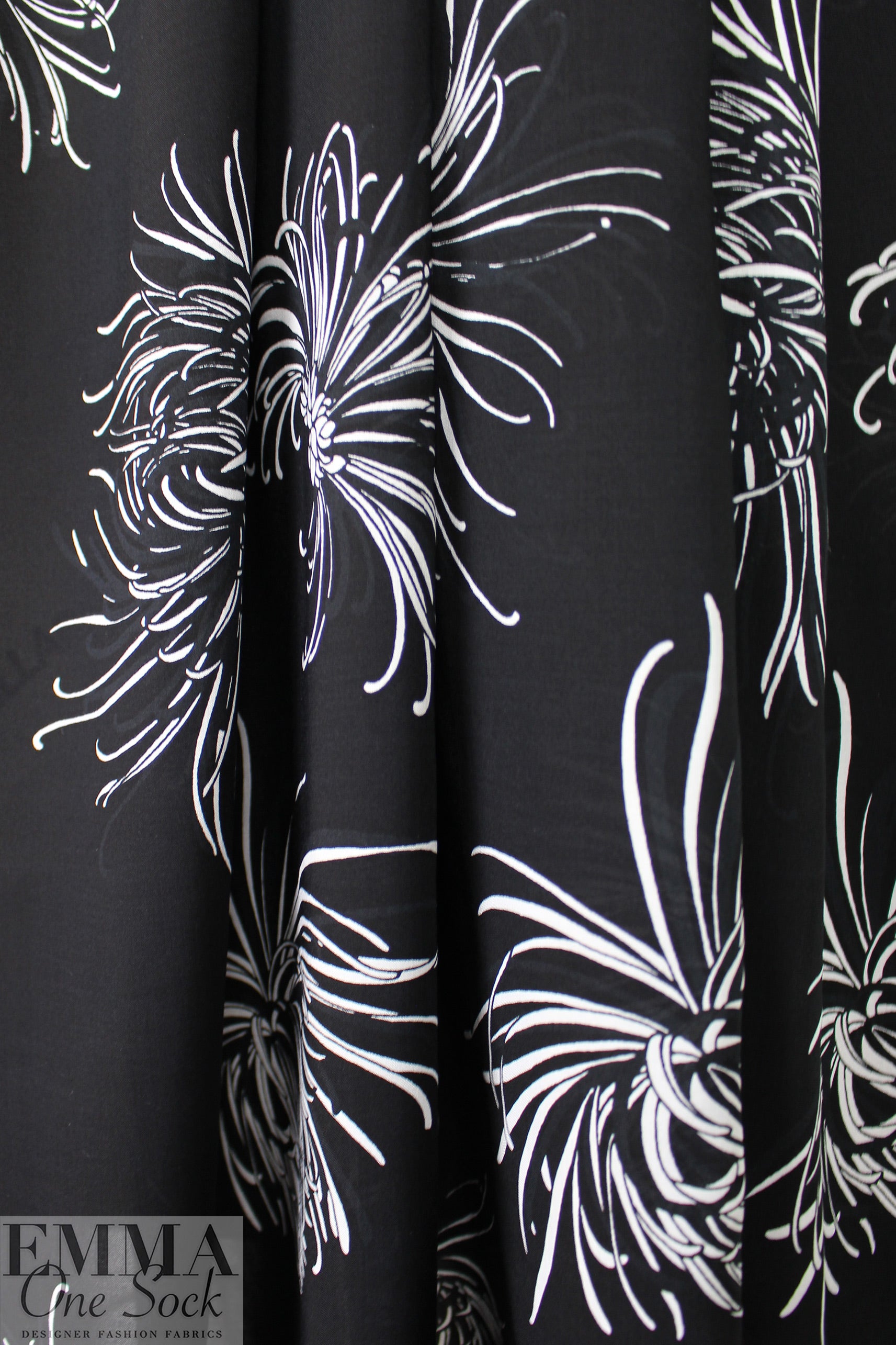 The Ko0ples black/white floral ECOVERO viscose challis .625 yds