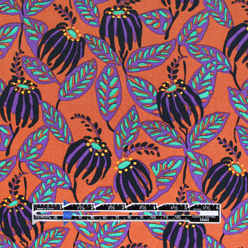 ECOVERO 'arts and crafts coneflowers' viscose challis woven 1 yard