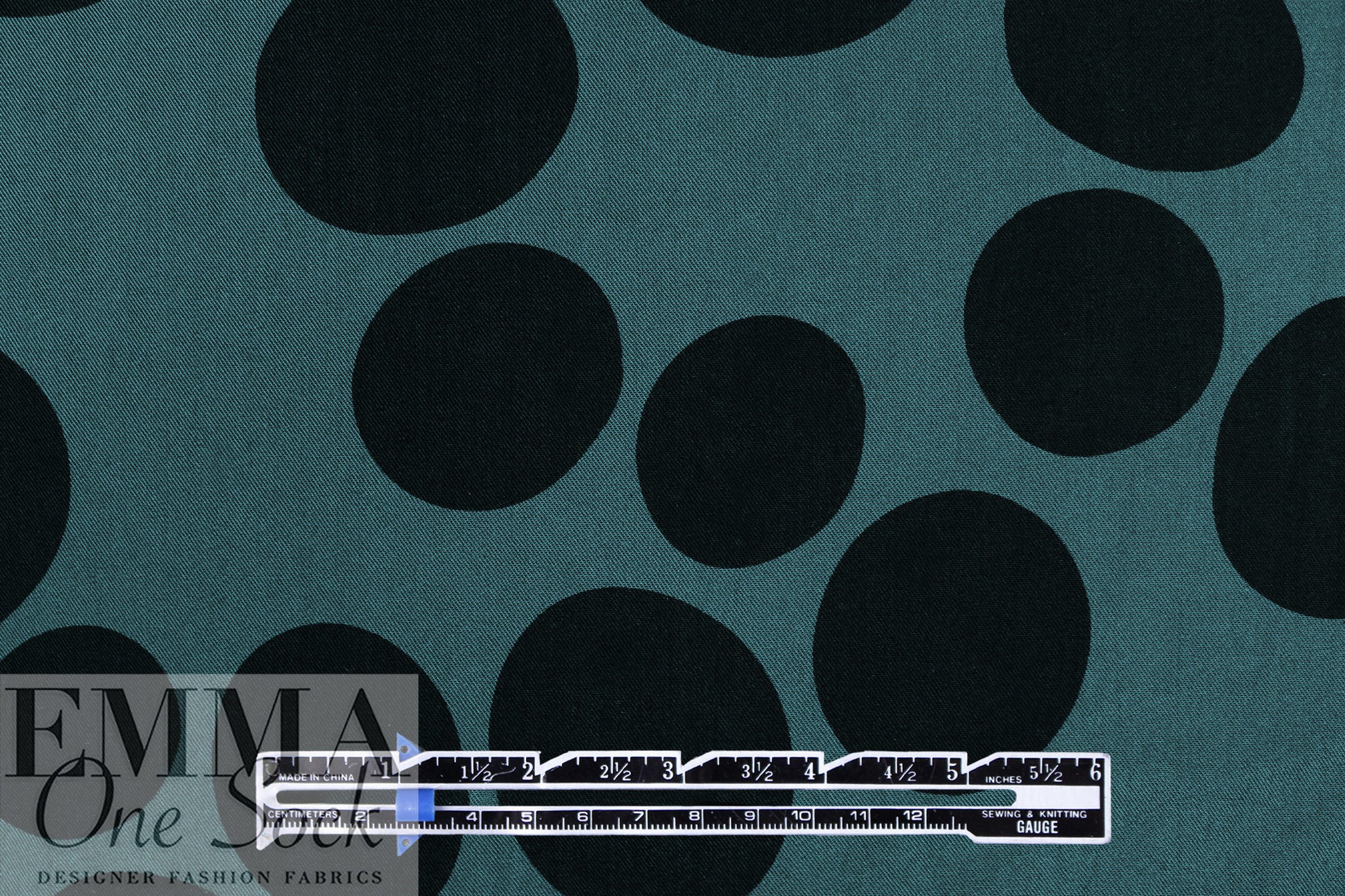 MTM ECOVERO viscose twill Oeko-Tex cert., dark teal dot .75 yds