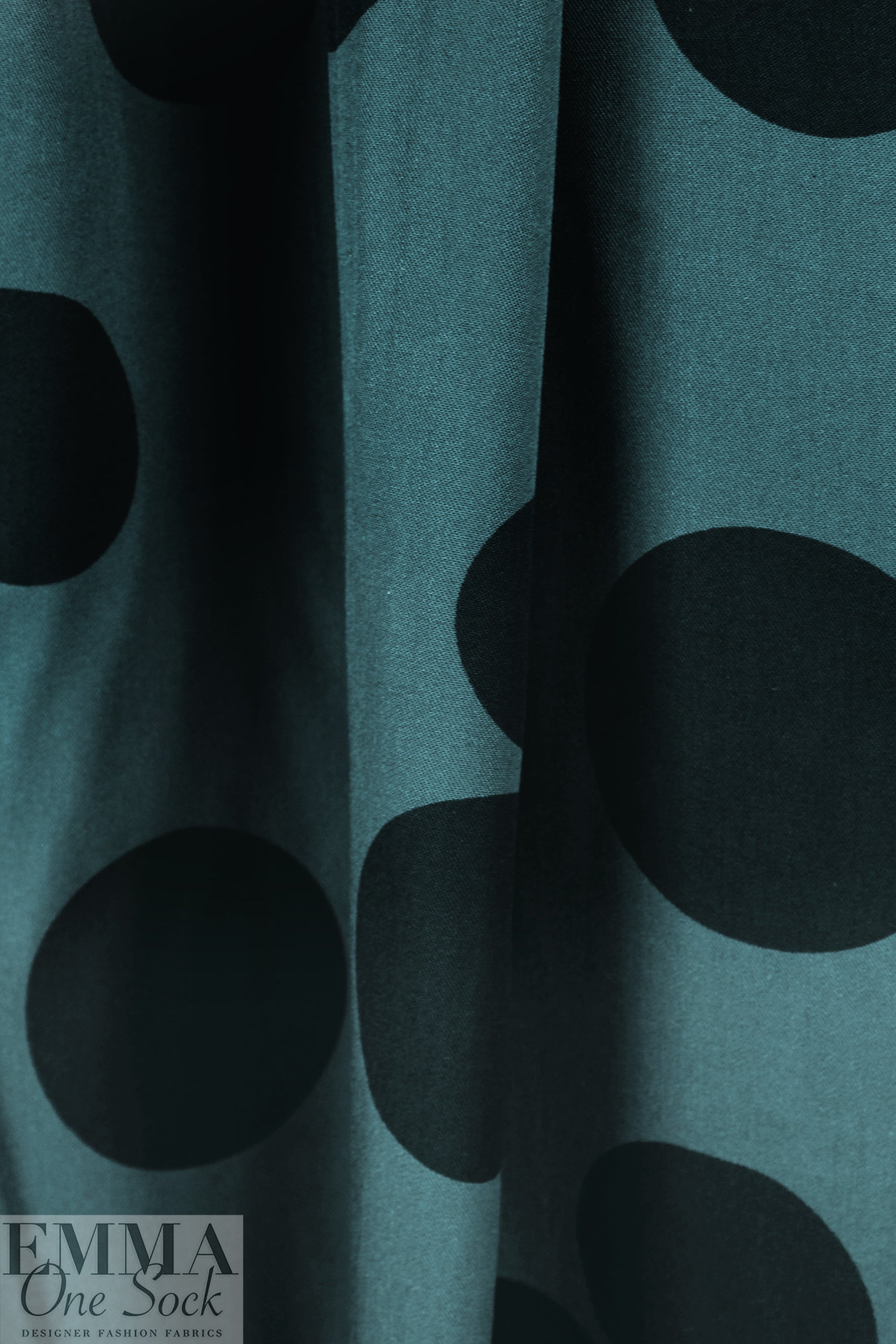 MTM ECOVERO viscose twill Oeko-Tex cert., dark teal dot .75 yds
