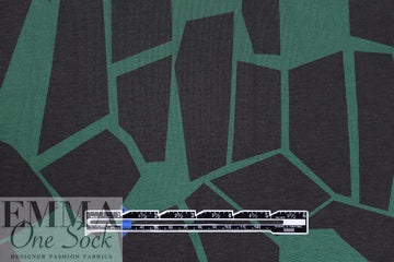 MTM ECOVERO jersey Oeko-Tex cert., 'odd puzzle' - green/grey 1.375 yd
