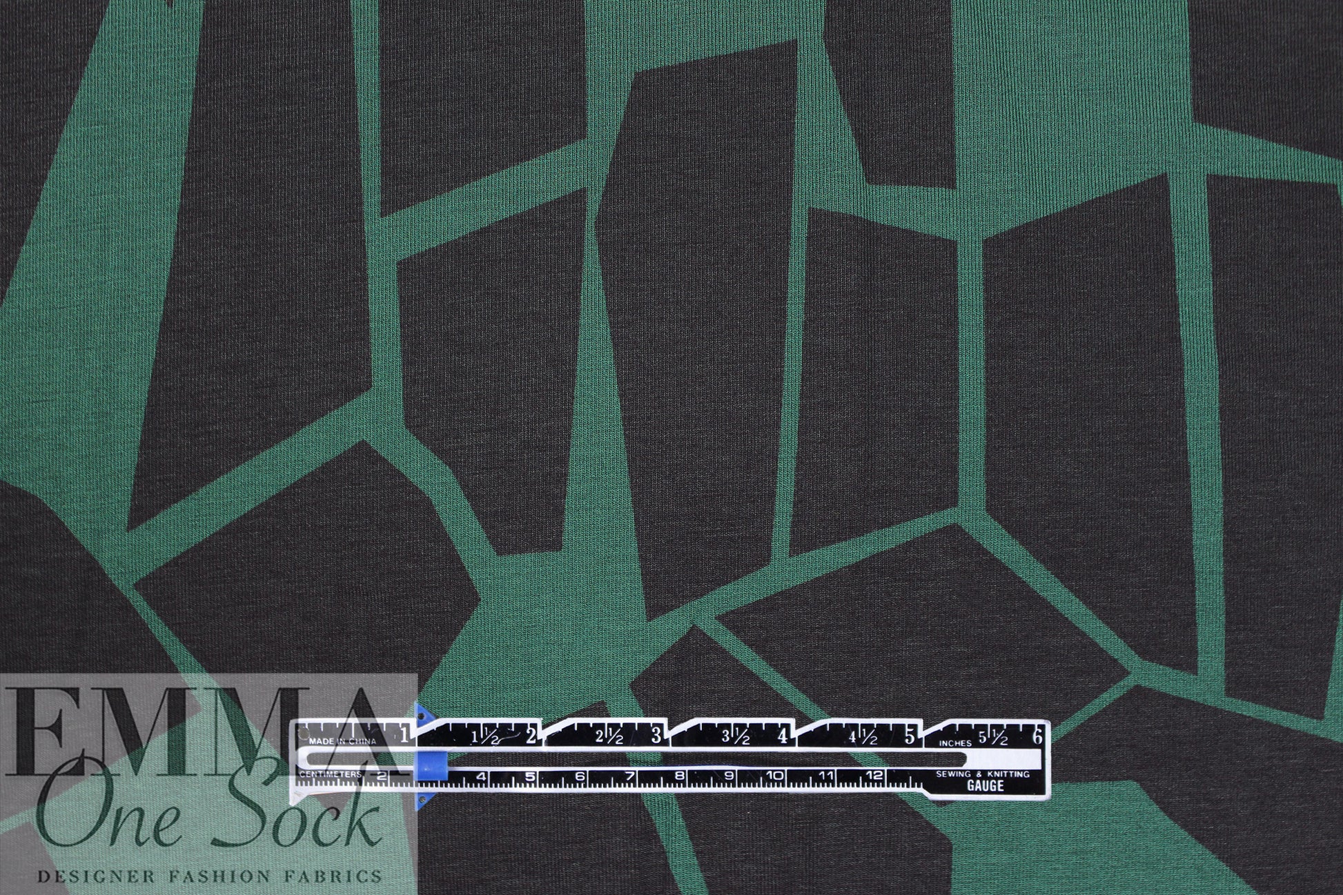 MTM ECOVERO jersey Oeko-Tex cert., 'odd puzzle' - green/grey 2 yd