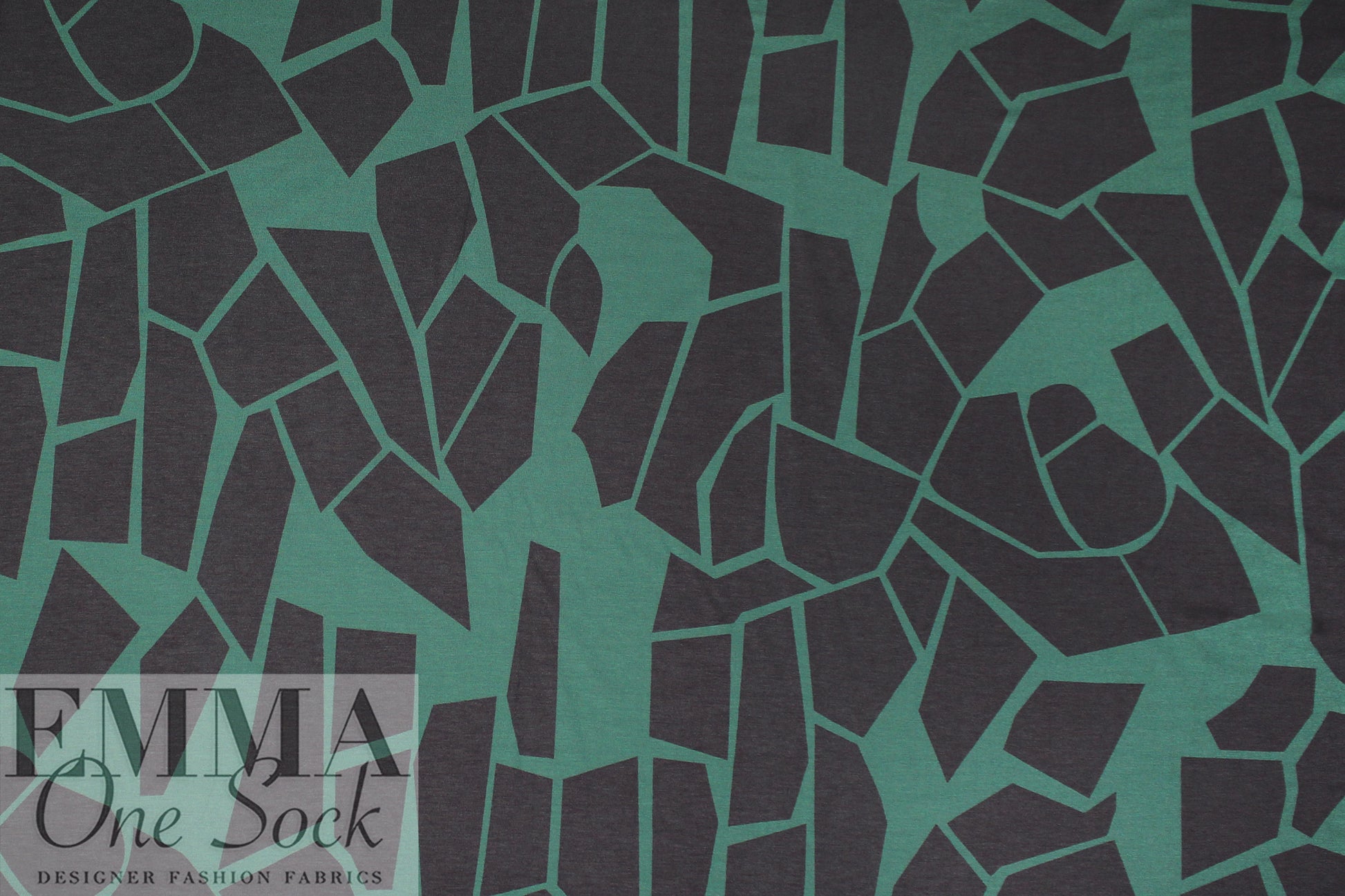 MTM ECOVERO jersey Oeko-Tex cert., 'odd puzzle' - green/grey 2 yd