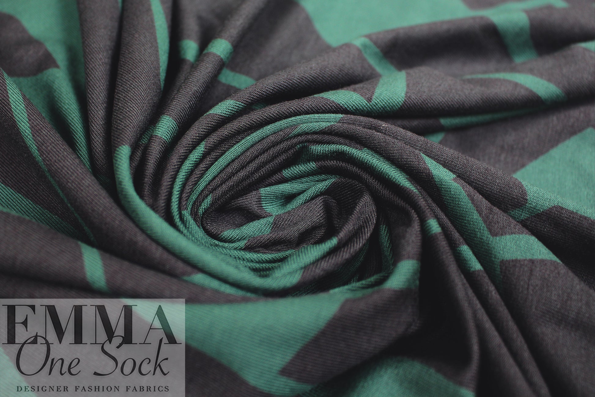 MTM ECOVERO jersey Oeko-Tex cert., 'odd puzzle' - green/grey 2 yd