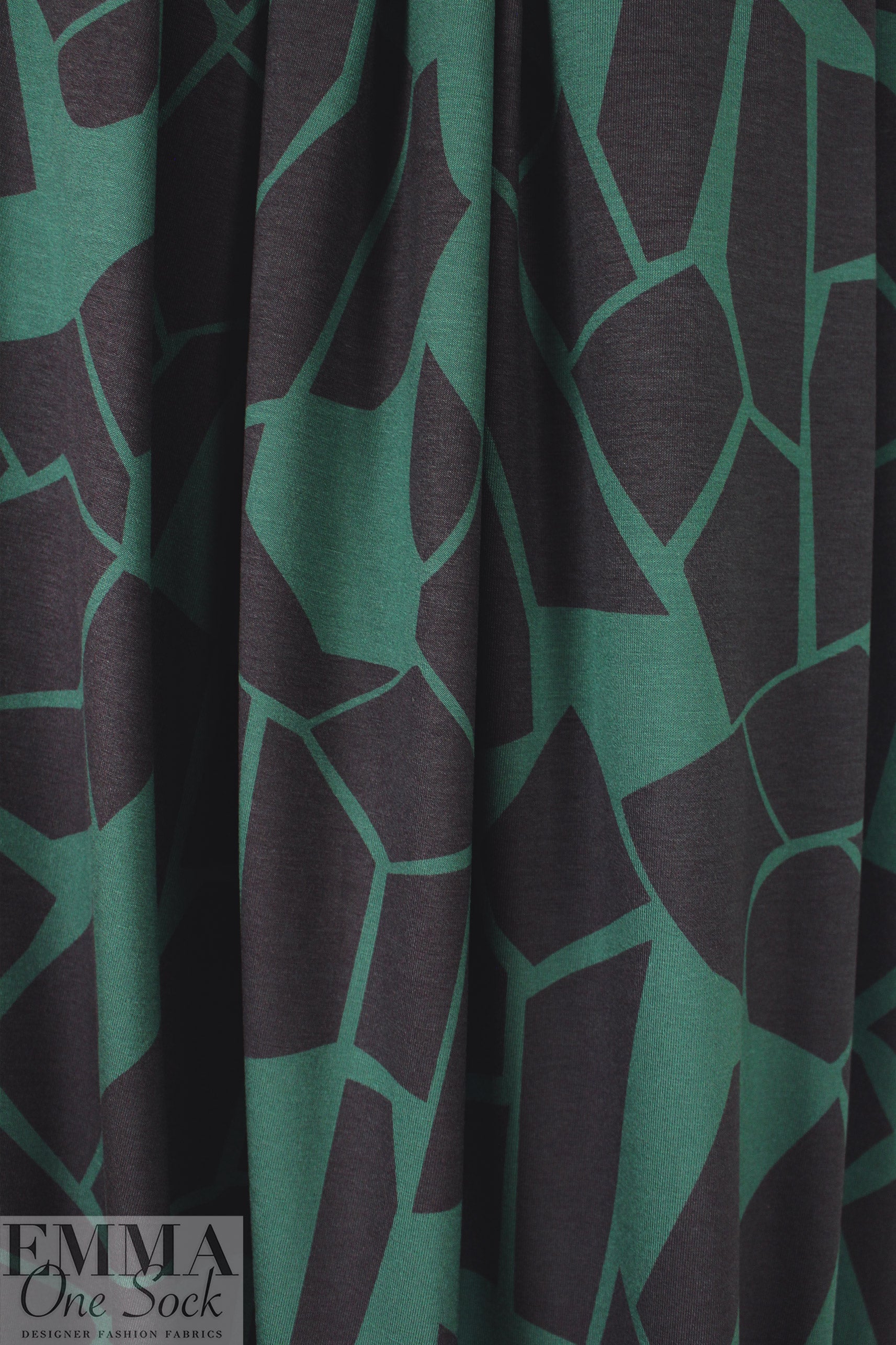 MTM ECOVERO jersey Oeko-Tex cert., 'odd puzzle' - green/grey .625 yds
