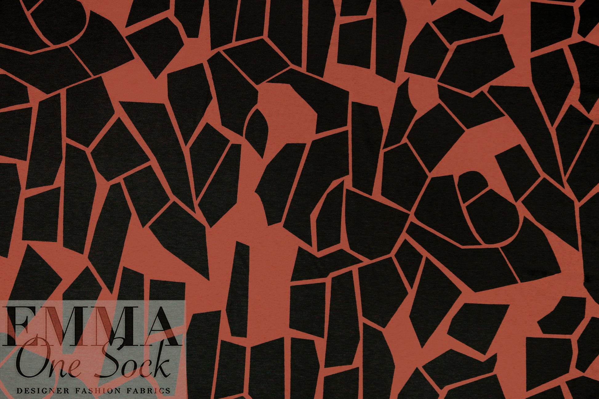 MTM ECOVERO jersey Oeko-Tex cert., 'odd puzzle' - sienna/caviar 1.25 yds