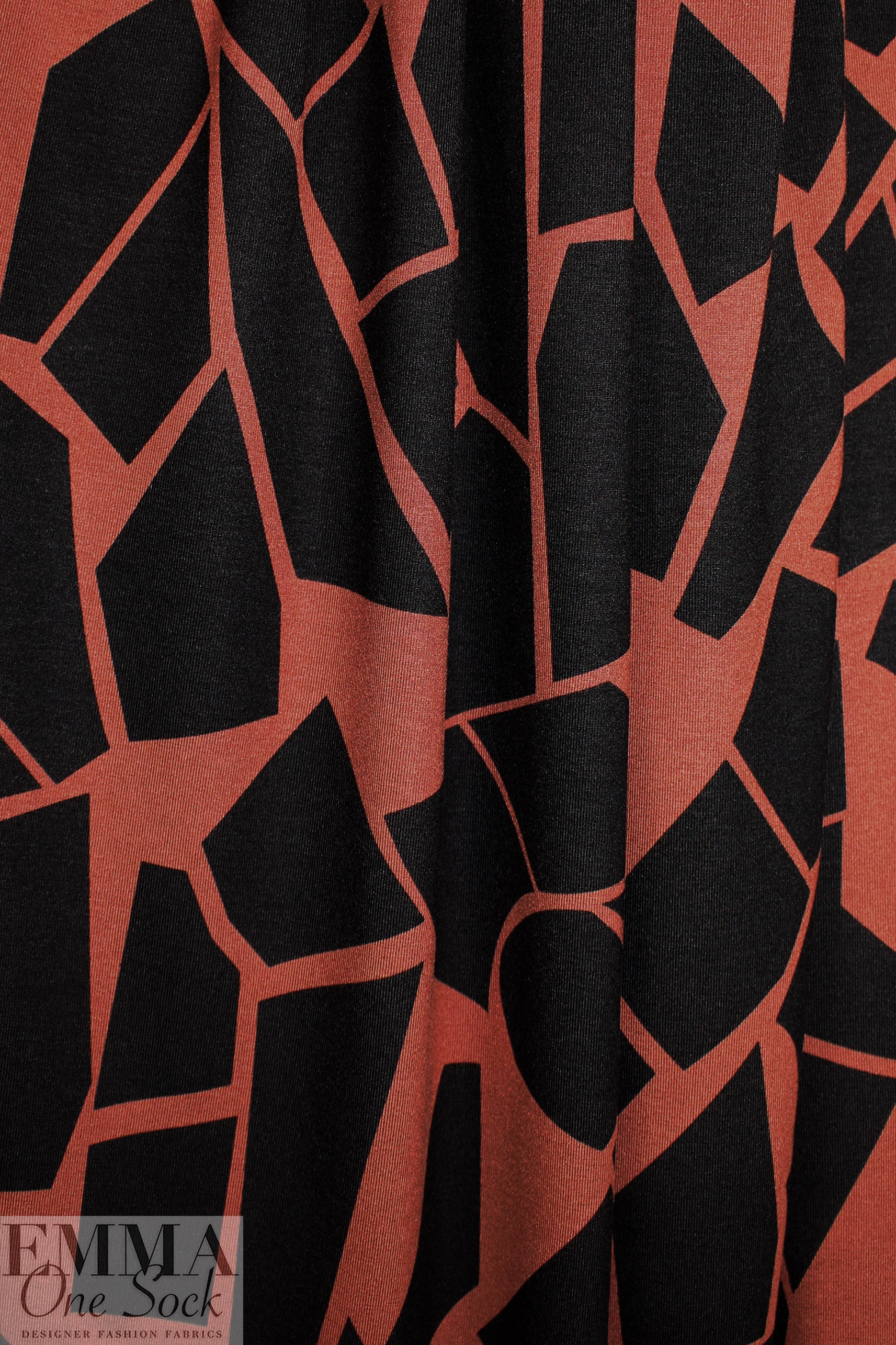 MTM ECOVERO jersey Oeko-Tex cert., 'odd puzzle' - sienna/caviar 1.25 yds