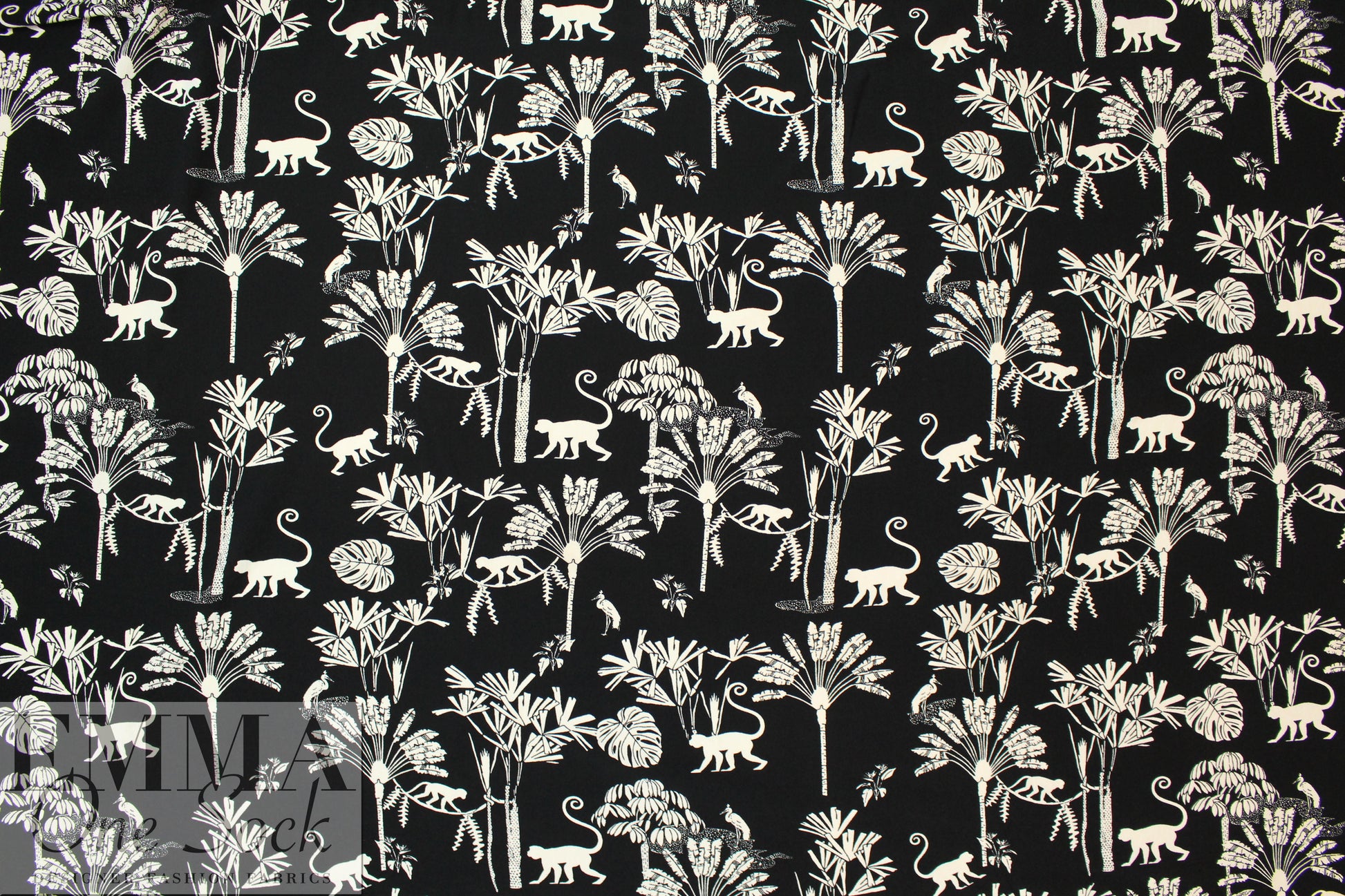 black/cream jungle sihouette Eco Vero viscose woven