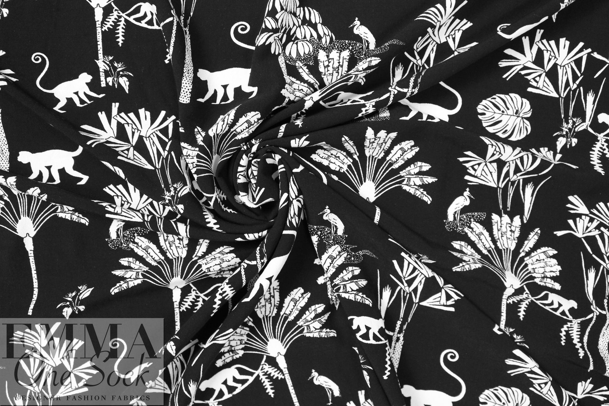 black/cream jungle sihouette Eco Vero viscose woven 1.625 yd